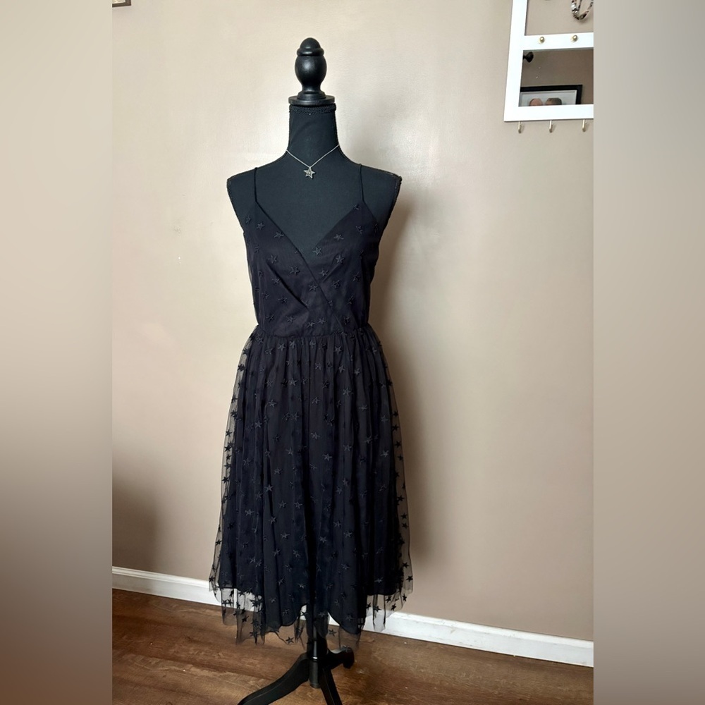 J. Crew black starry tulle party dress spaghetti straps cute chic NWT sz S - Picture 4 of 16
